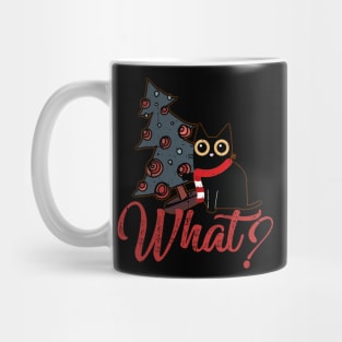 Cat What Humor Christmas Horror Suspicious Cat Xmas Tree Mug